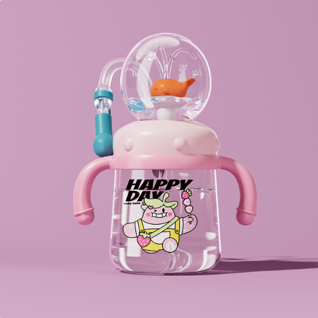 Kids Whale Fountain Water Bottle – Leakproof Tritan Sippy Cup