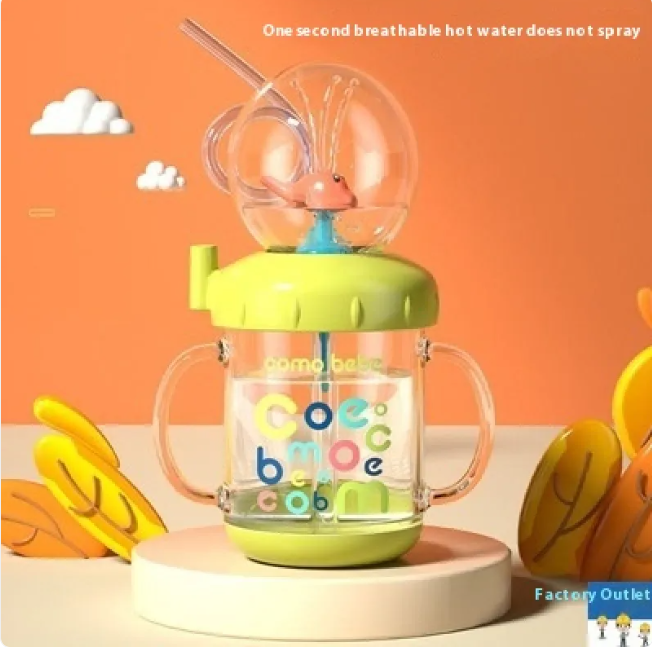 Kids Whale Fountain Water Bottle – Leakproof Tritan Sippy Cup