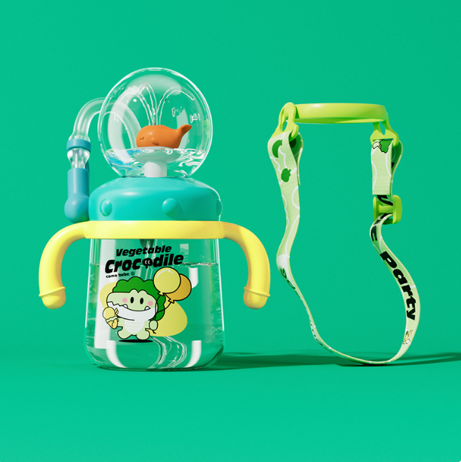 Kids Whale Fountain Water Bottle – Leakproof Tritan Sippy Cup
