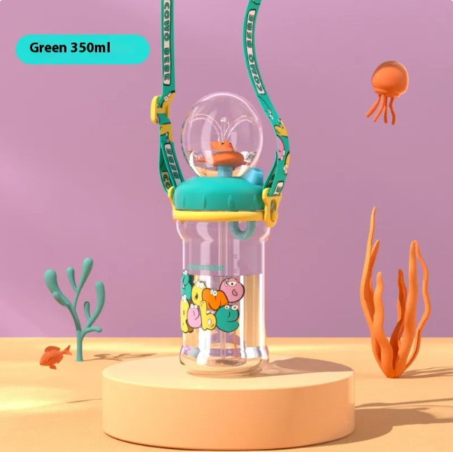 Kids Whale Fountain Water Bottle – Leakproof Tritan Sippy Cup